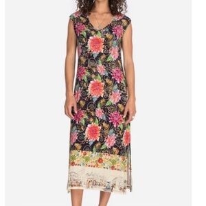 Johnny Was Uptown High Slit Floral Dress Women Size XXL Plus Size‎ Art to Wear